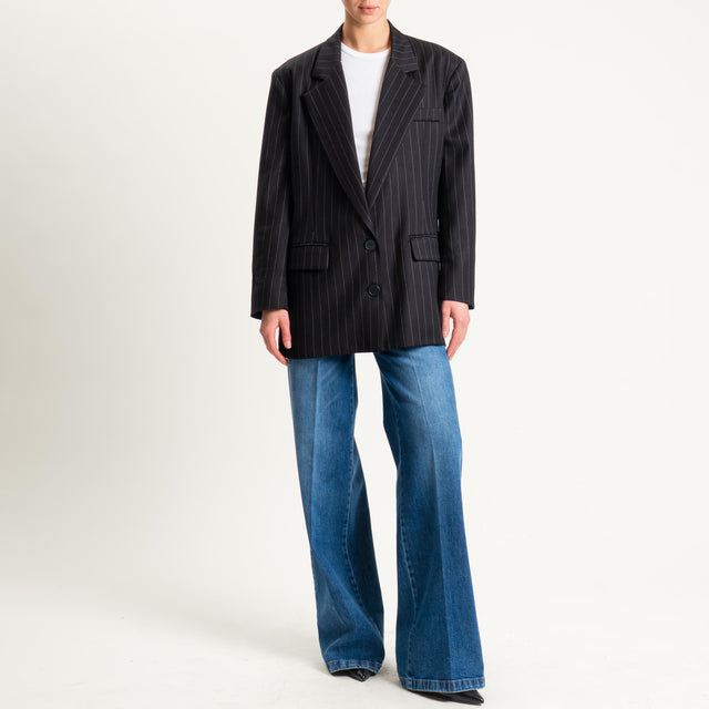 Dixie-Giacca gessata con foulard - nero