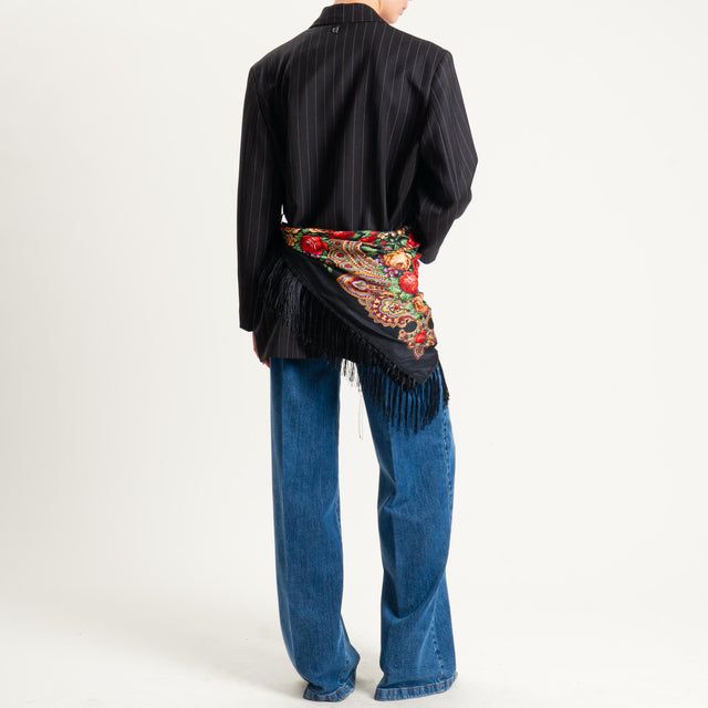 Dixie-Giacca gessata con foulard - nero