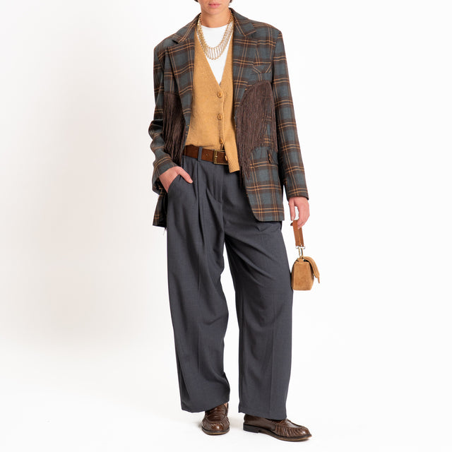 Dixie-Giacca check con frange - grigio/moro
