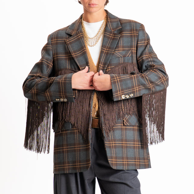 Dixie-Giacca check con frange - grigio/moro