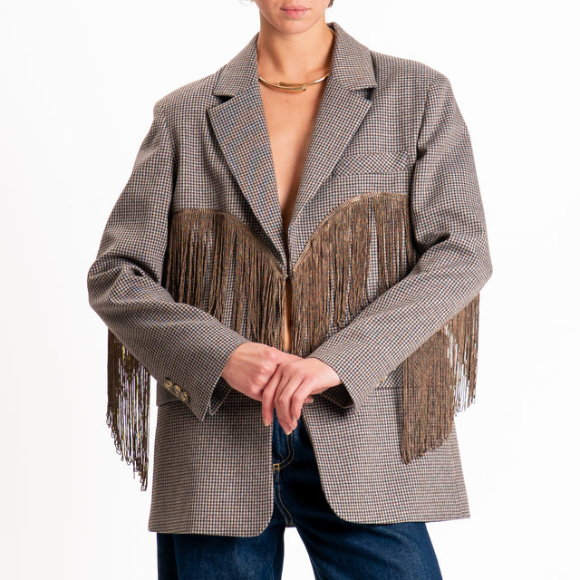 Dixie-Giacca fantasia con frange - moro/blu/sand