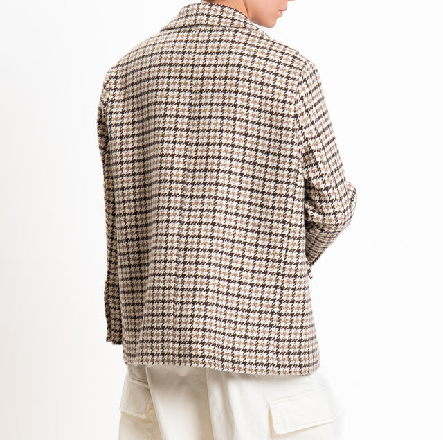 Dixie-Giacca over pied de poule misto lana - casha/moro/taupe