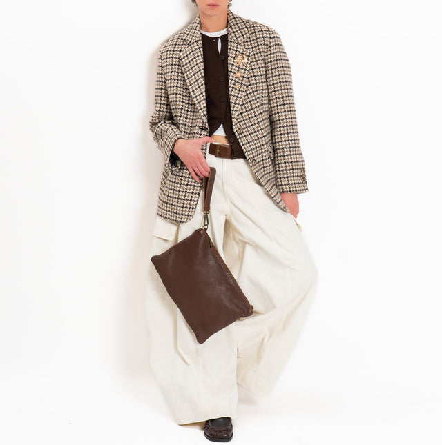 Dixie-Giacca over pied de poule misto lana - casha/moro/taupe