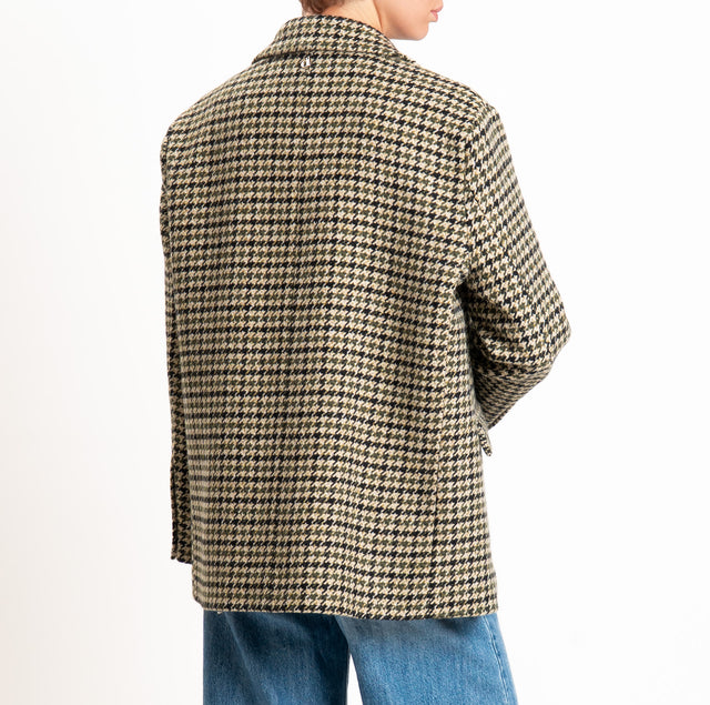 Dixie-Giacca over pied de poule misto lana - militare/sand/nero