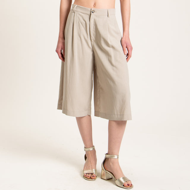 Dixie-Completo giacca e bermuda misto lino - beige