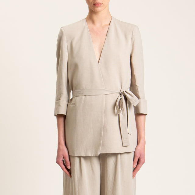 Dixie-Completo giacca e bermuda misto lino - beige