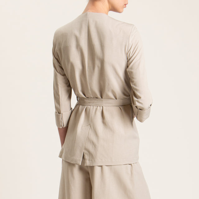 Dixie-Completo giacca e bermuda misto lino - beige