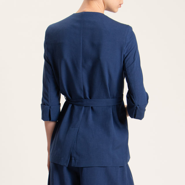 Dixie-Completo giacca e bermuda misto lino - blu