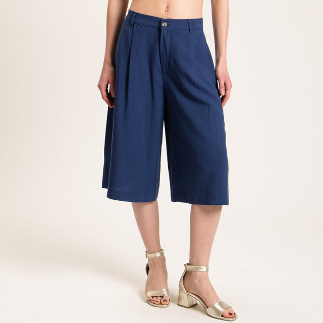 Dixie-Completo giacca e bermuda misto lino - blu