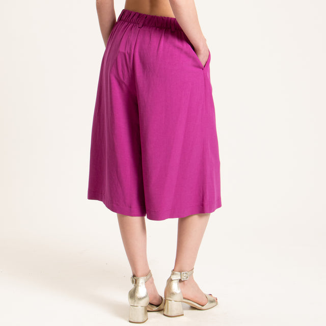 Dixie-Completo giacca e bermuda misto lino - fucsia