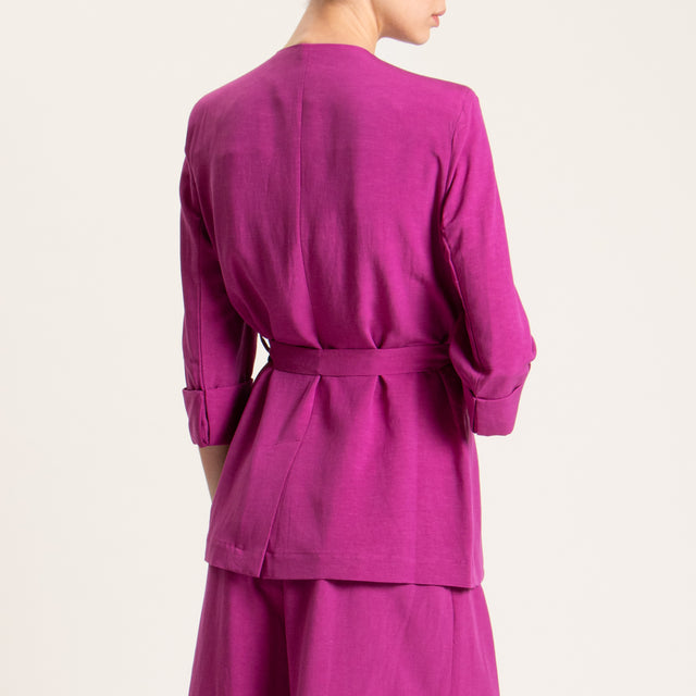 Dixie-Completo giacca e bermuda misto lino - fucsia