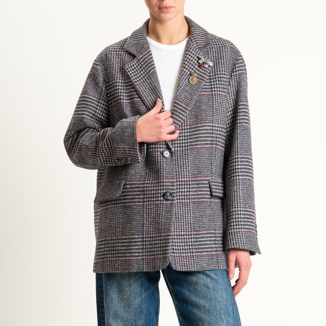 Dixie-Giacca oversize principe di galles - nero/taupe