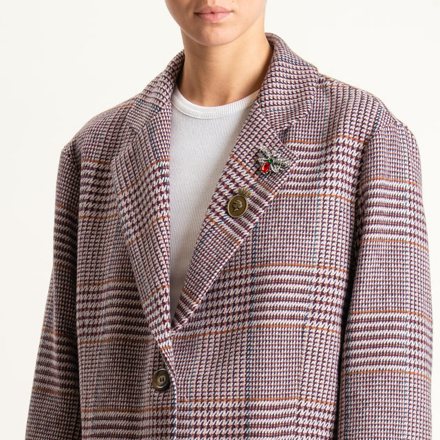 Dixie-Giacca oversize principe di galles - bordeaux/rosa