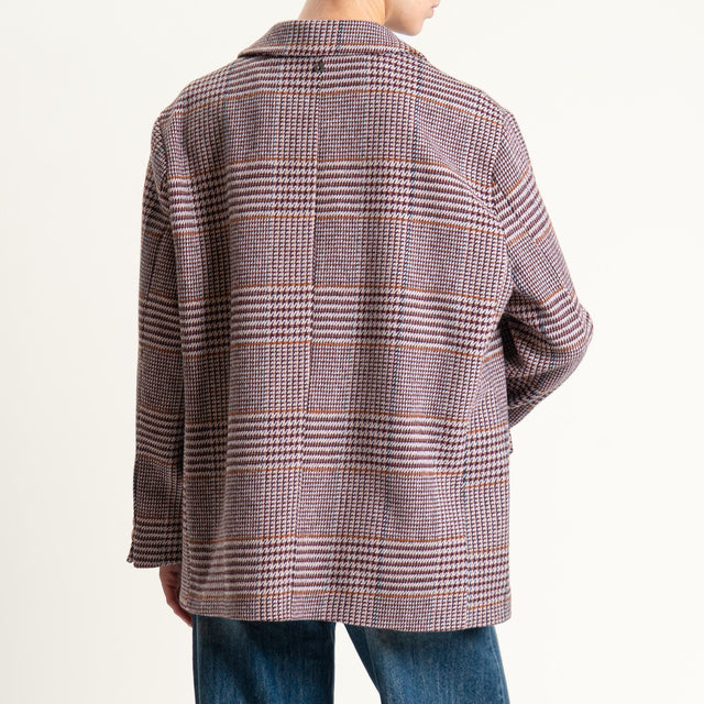 Dixie-Giacca oversize principe di galles - bordeaux/rosa