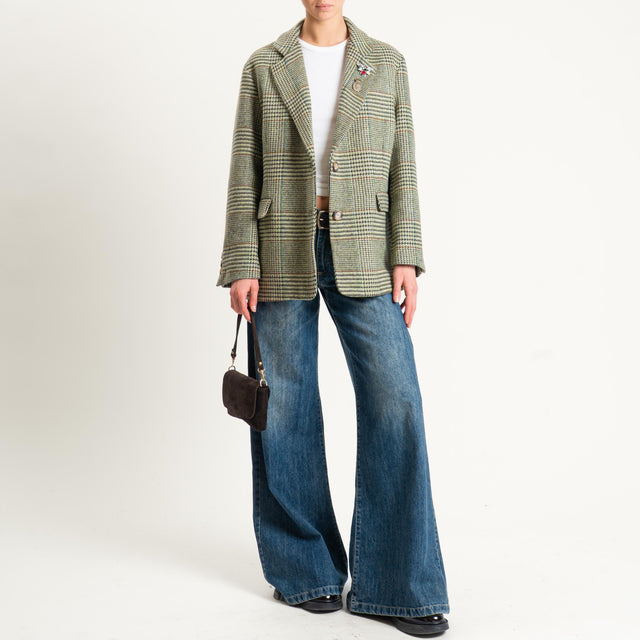 Dixie-Giacca oversize principe di galles - verde/tabacco
