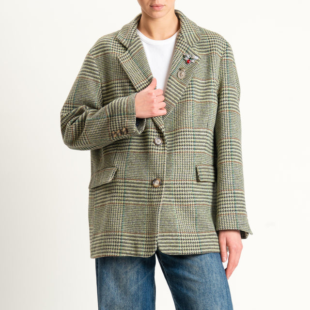 Dixie-Giacca oversize principe di galles - verde/tabacco