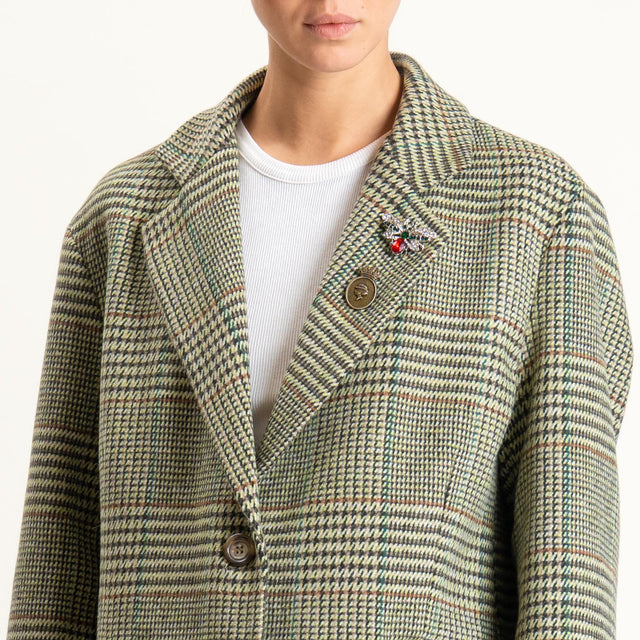 Dixie-Giacca oversize principe di galles - verde/tabacco
