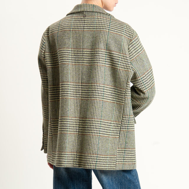 Dixie-Giacca oversize principe di galles - verde/tabacco