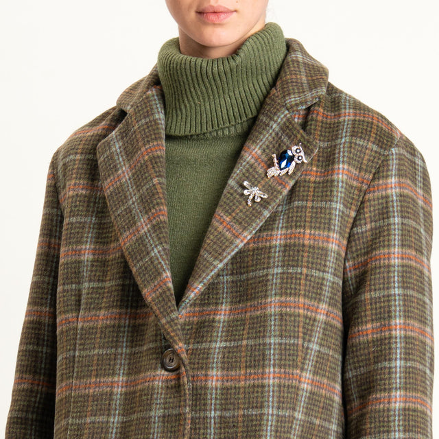 Dixie-Giacca oversize fantasia con spille - verde/moro/orange