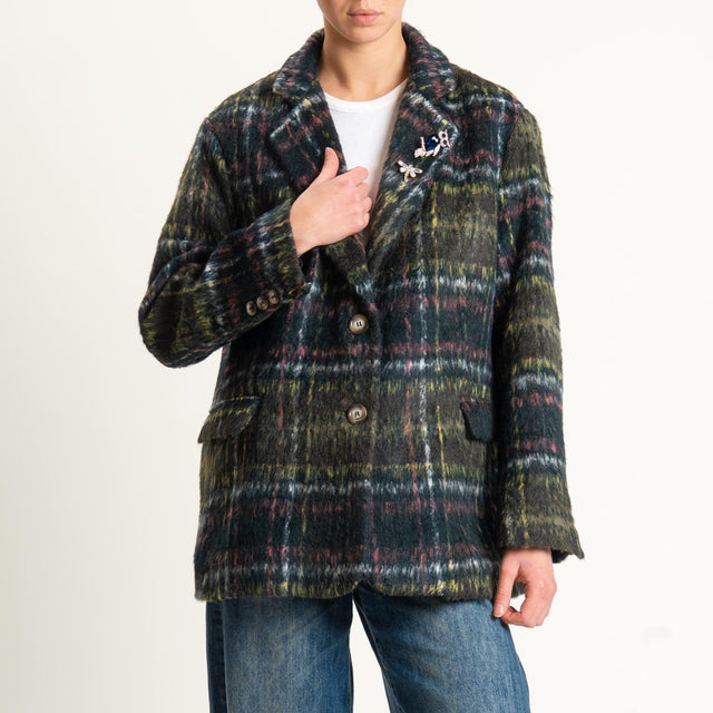 Dixie-Giacca oversize fantasia con spille - militare/olio/latte