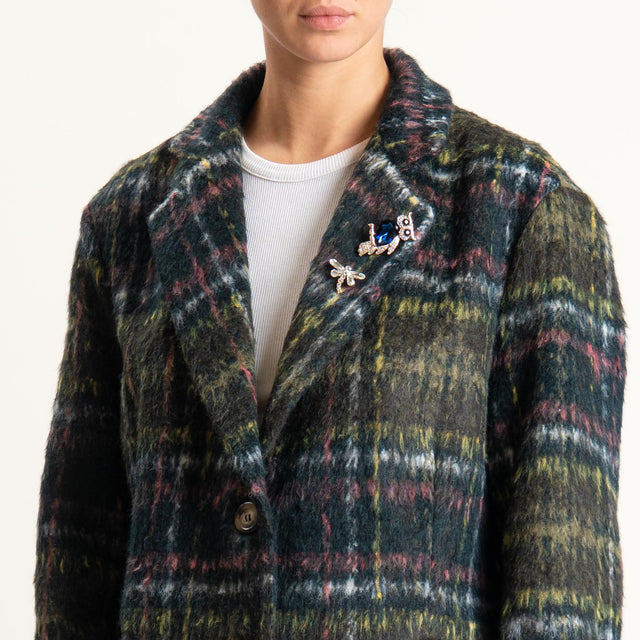 Dixie-Giacca oversize fantasia con spille - militare/olio/latte