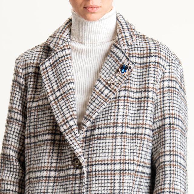 Dixie-Giacca oversize fantasia con spille - latte/moro/nero