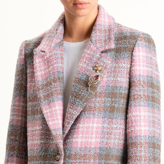 Dixie-Giacca check con spille - rosa/grigio/cuoio