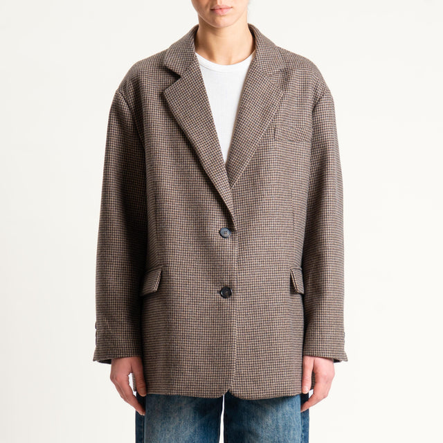 Dixie- Giacca pied de poule oversize - moro/sand