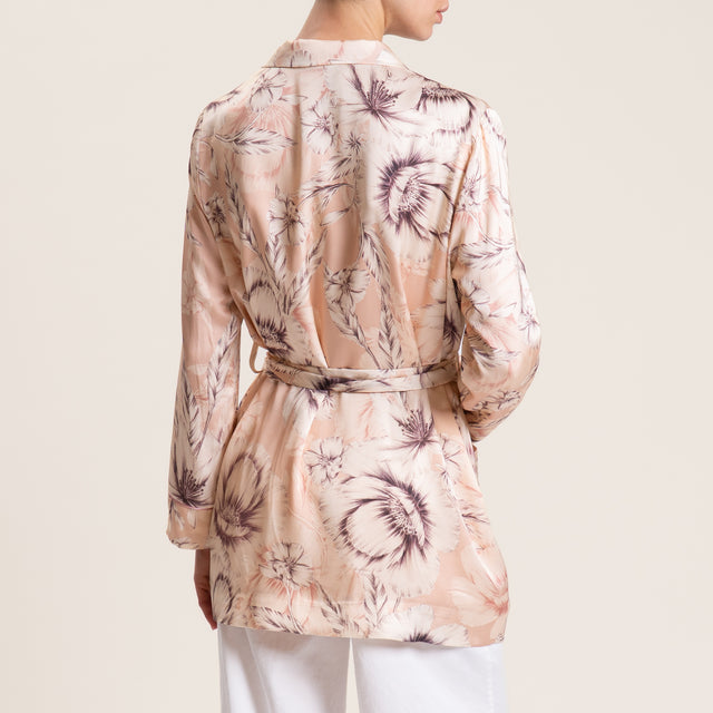 Dixie-Kimono satin fantasia floreale - cipria/burro