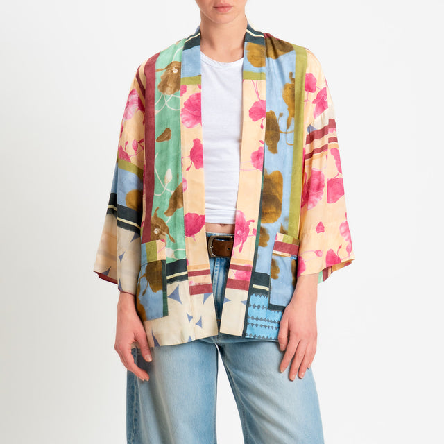 Dixie-Kimono fantasia floreale - rosa/fucsia/azzurro