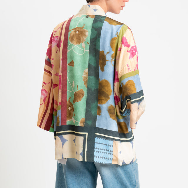 Dixie-Kimono fantasia floreale - rosa/fucsia/azzurro
