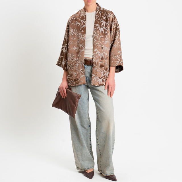 Dixie-Kimono corto fantasia damascata - moro