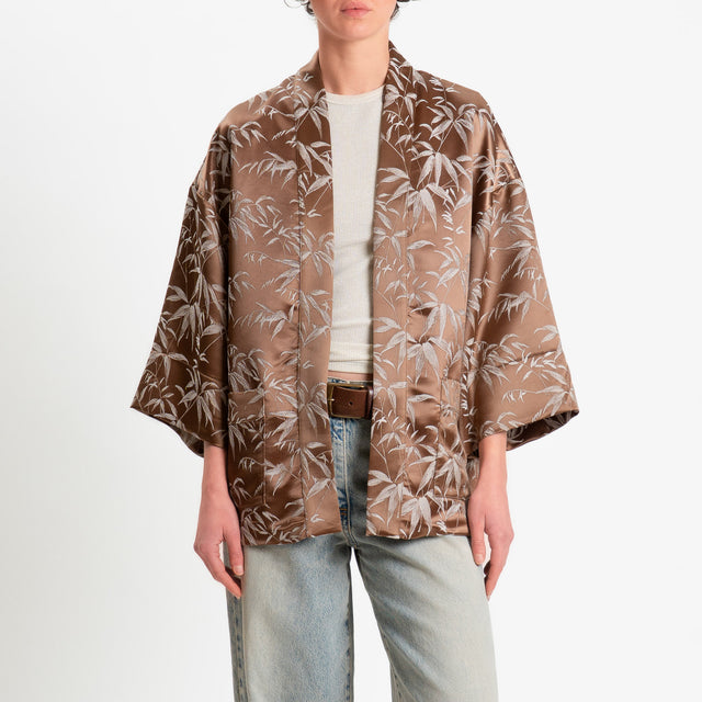 Dixie-Kimono corto fantasia damascata - moro