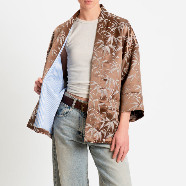 Dixie-Kimono corto fantasia damascata - moro