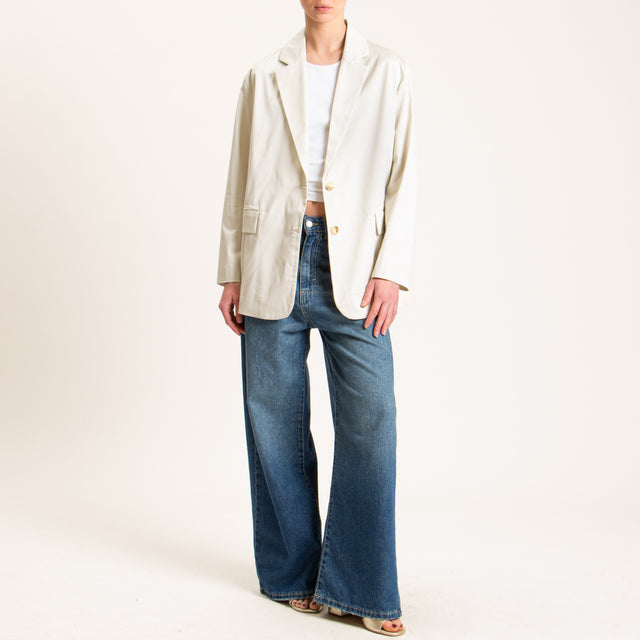 Dixie-Giacca oversize cotone elasticizzata - bianco