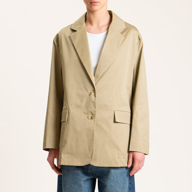Dixie-Giacca oversize cotone light elasticizzato - sabbia