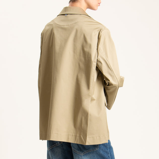 Dixie-Giacca oversize cotone light elasticizzato - sabbia