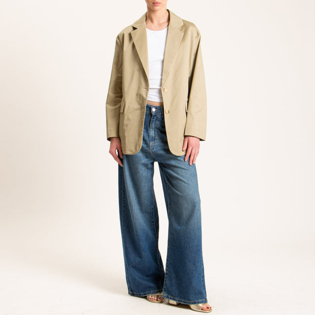 Dixie-Giacca oversize cotone light elasticizzato - sabbia