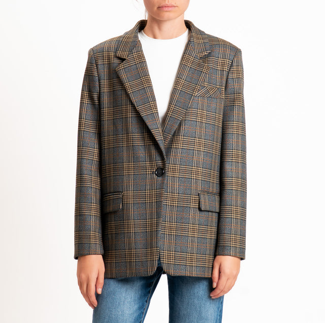 Dixie-Giacca principe di galles un bottone - grigio/cuoio/beige