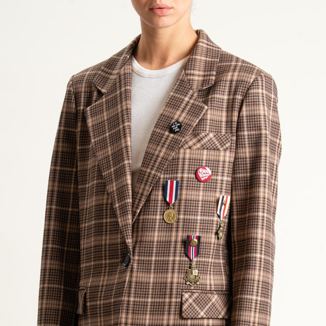 Dixie- Giacca check con spille - moro/sand/nero