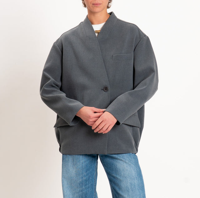 Dixie-Double crêpe bomber jacket - grey