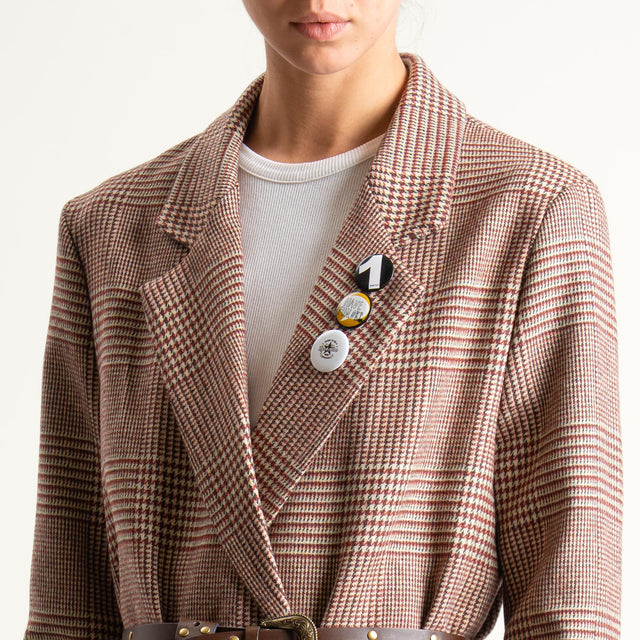 Dixie-Giacca doppiopetto pied de poule con spille - bordeaux/beige/nero
