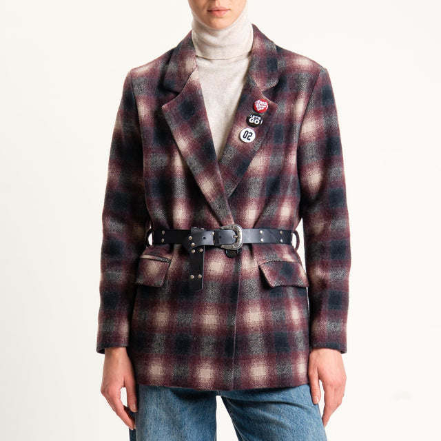 Dixie-Giacca doppiopetto in flanella a quadri - bordeaux/nero/beige