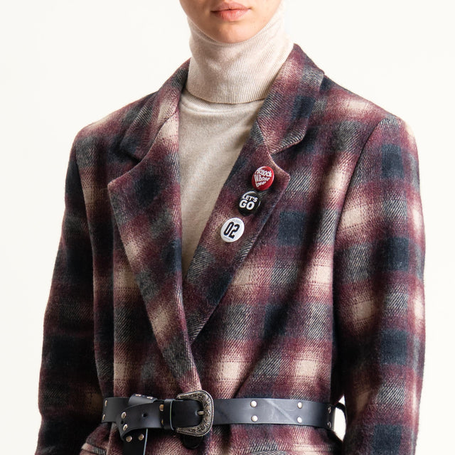 Dixie-Giacca doppiopetto in flanella a quadri - bordeaux/nero/beige