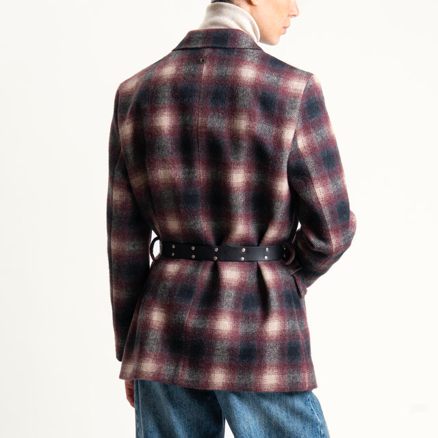 Dixie-Giacca doppiopetto in flanella a quadri - bordeaux/nero/beige