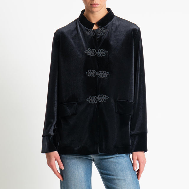 Dixie-Giacca velluto devorè - nero