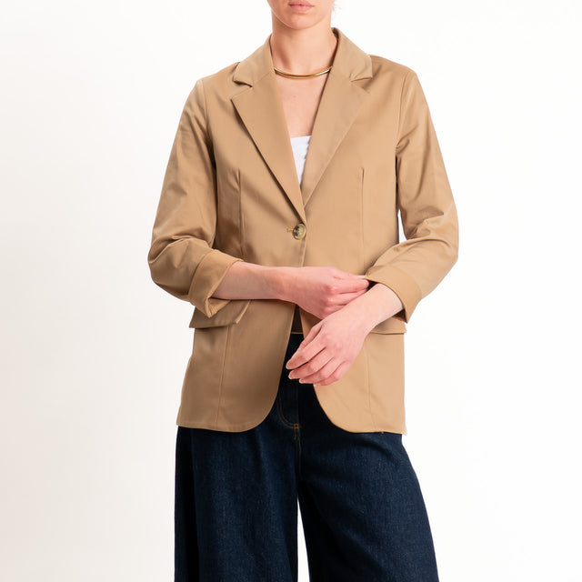 Dixie-Giacca un bottone cotone elasticizzato - beige