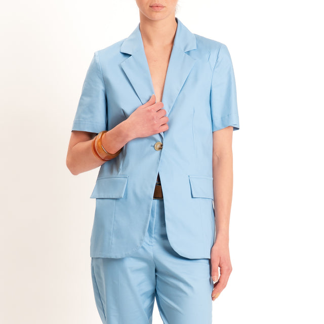 Dixie-Giacca mezza manica in cotone - celeste