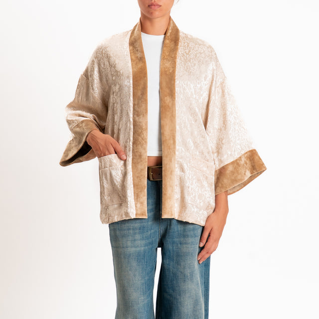 Dixie-Kimono corto damascato - cipria