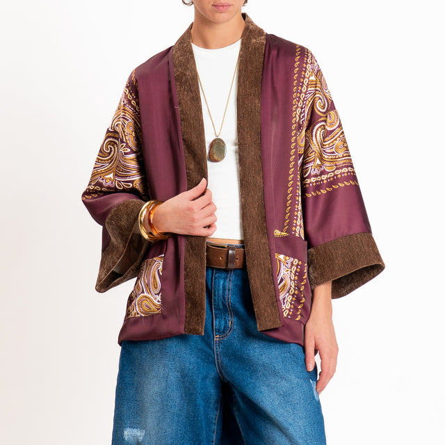 Dixie-Kimono corto fantasia bandana - bordeaux/moro